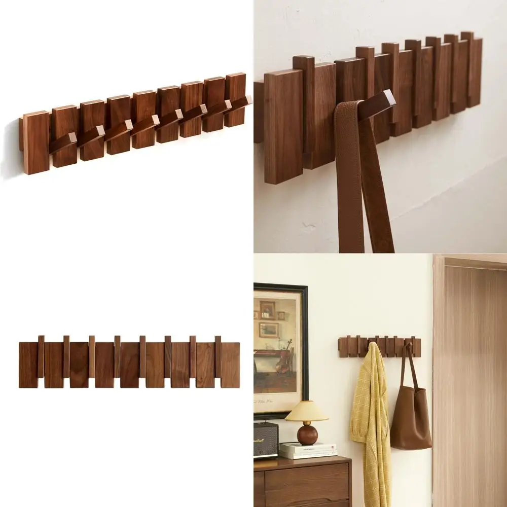 

Прочная настенная вешалка с 8 крючками для аксессуаров, отделка под орех