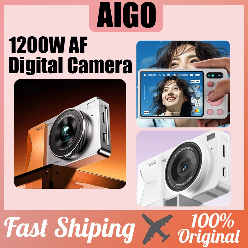 AIGO D6 Digital Camera AF 4K HD Image 1200W Pixels 16X Digital Zoom CNC Camera Body CMOS 16 Atmospheric Filters For Photography