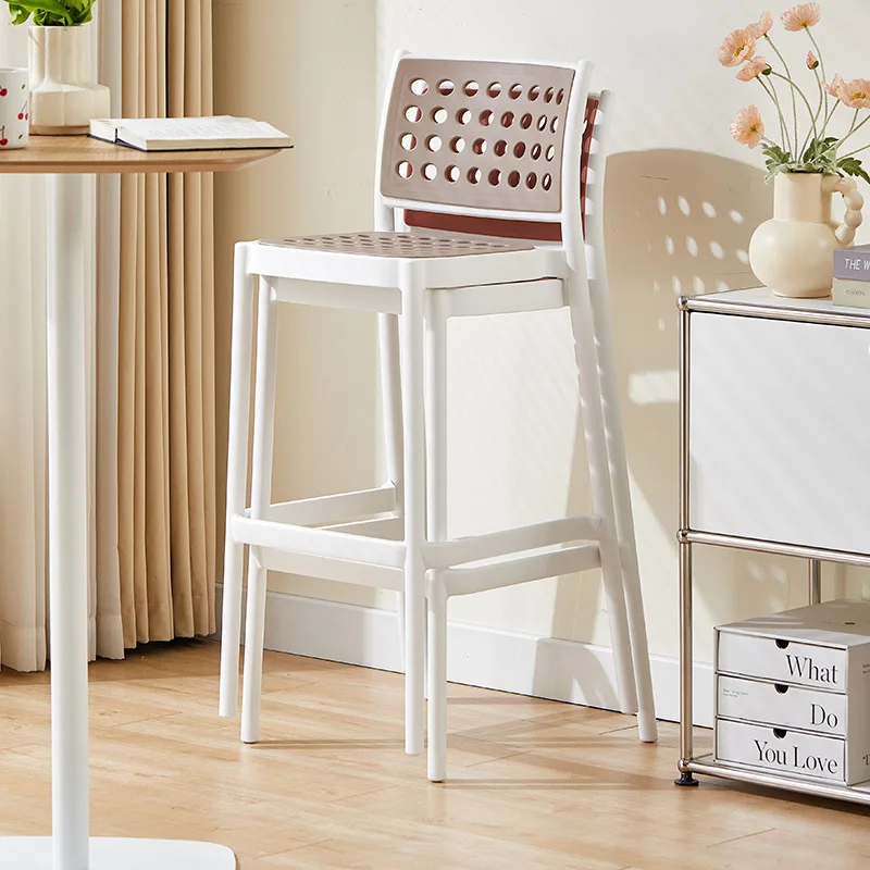 Nordic minimalist bar chair creative plastic bar chair stackable high chair outdoor home designer high stool
