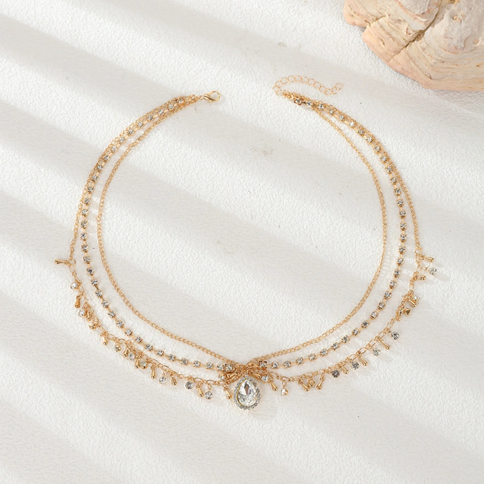 1 Stück Bohemian-Stirndekoration mit Strass, goldene Quasten-Haarkette, Braut-Stirnband, Hochzeits-Haaraccessoires für Frauen – Detail 4