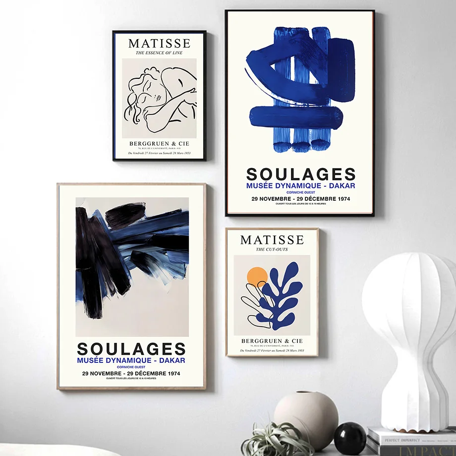 Abstract Matisse Picasso Bauhaus Wall Art Canvas Painting Line Leaves Gallery Posters And Prints Pictures For Living Room Decor