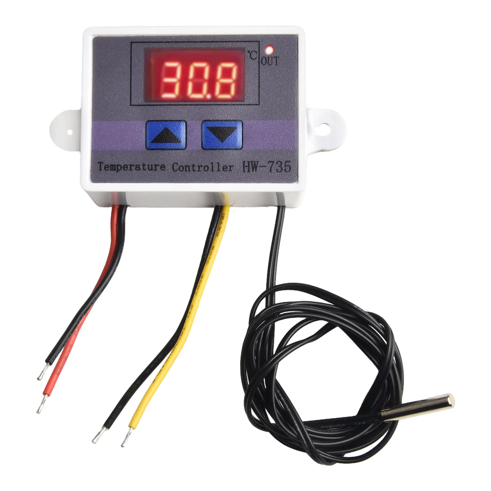 For XH-W3001 Compatible Temperature Controller with 10A Max Load Capacity 10K Thermistor Probe DC12V DC24V AC110V 220V Supported