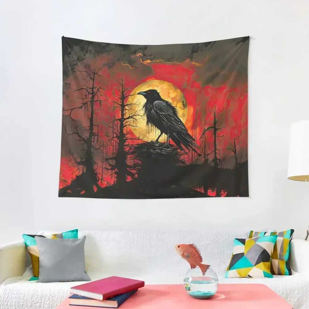 

Blood Moon Raven of the Red Sky Tapestry Wall Decoration Home Decor Aesthetic Wall Deco Tapestry