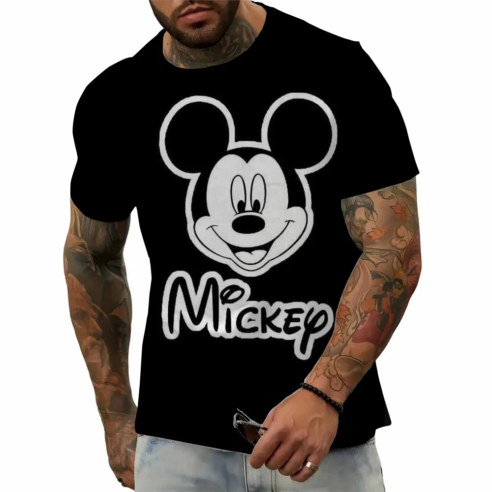 Mode tendance vente Disney Mickey Mouse imprimé hommes T-shirt à manches courtes 3D imprimé dessin animé rue Hip Hop T-shirt col rond