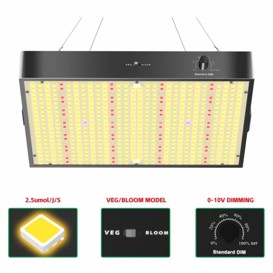 

QKWIN 2023 QBD Series LED Grow Lights 100W 200W for Indoor Plants Full Spectrum Seed Starting Seedlings Vegetable Pepper Hanging