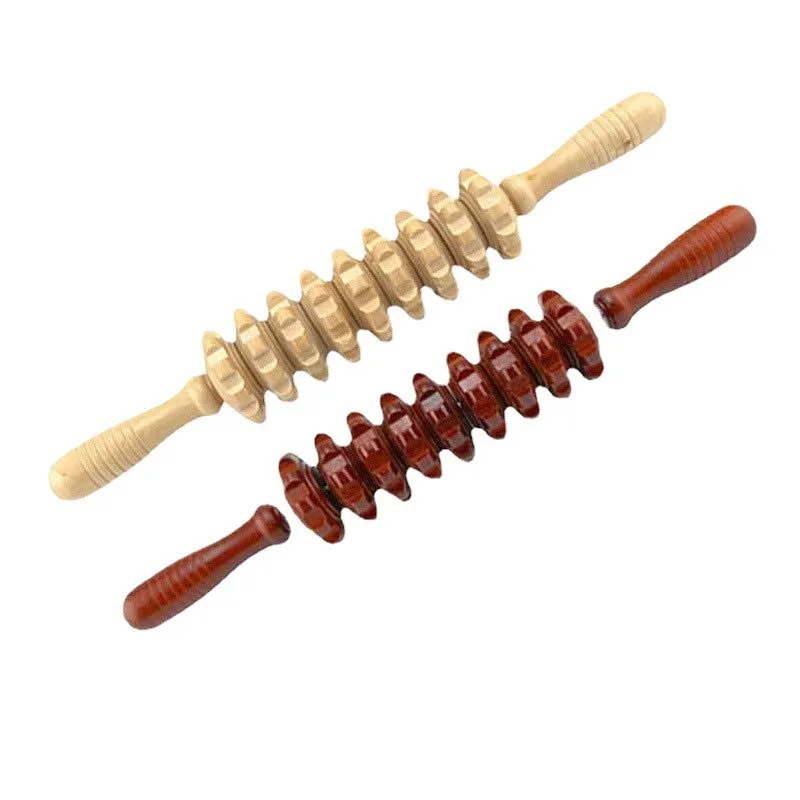 

Wooden Yoga Massage Roller Stick Waist Cervical Spine Back Shoulder Legs Wooden Meridian Fitness Massager Handheld Home