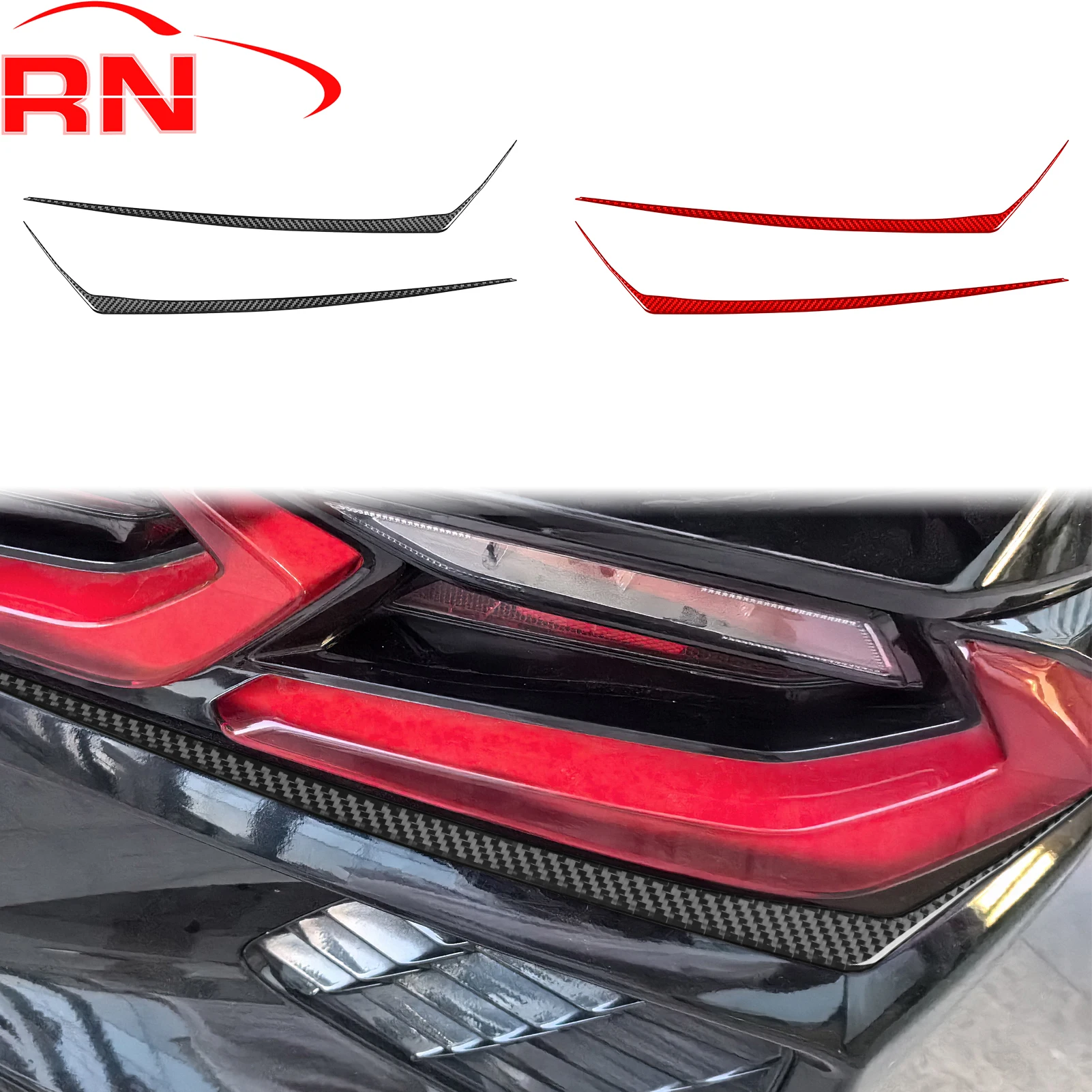 

For Chevrolet Corvette C8 2020-2024 Refit carbon fiber car taillight lower side trim strip accessories decorative sticker
