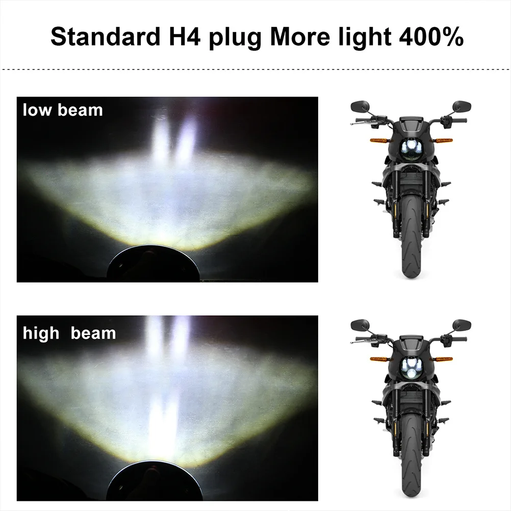 

1Pcs Motorcycle LED Headlight 5.75 Inch Aluminum 6 Lamp Beads Round Angel Eye High Brightness IP67 Waterproof Safe Driving