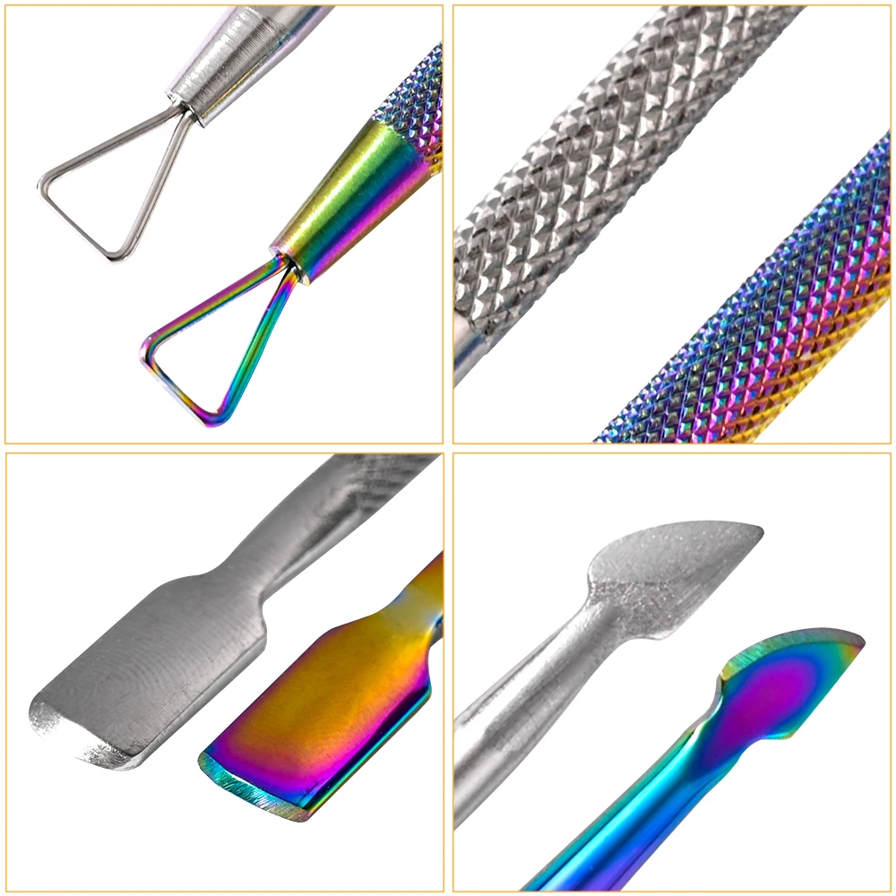 1Pcs Double-Headed Stainless Steel Nail Cuticle Pusher Nail Polish/Dead Skin Remover Cleaner Scraper Pedicure Manicure Care Tool