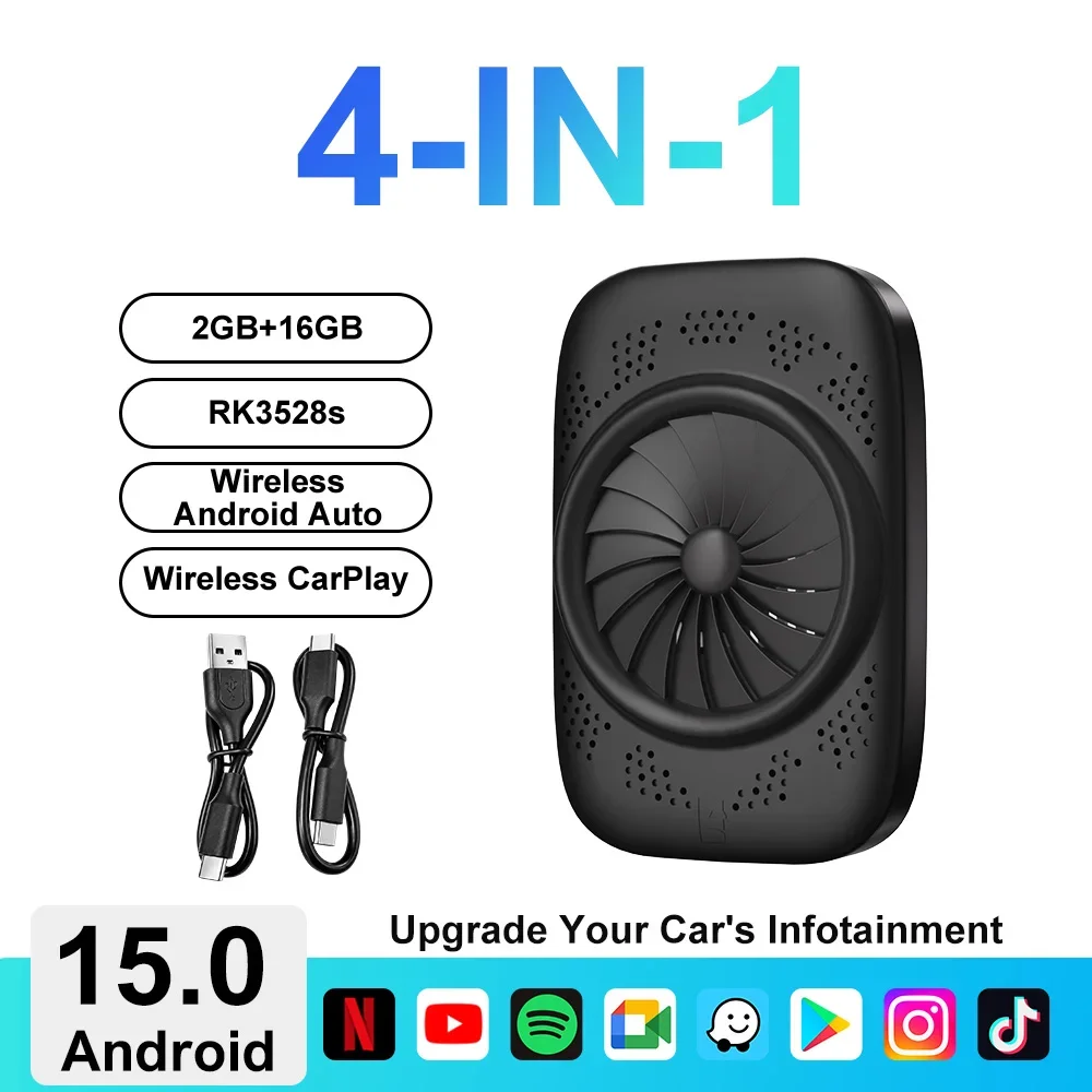 VCARLINKPLAY Android 15 Carplay AI Box Kabelloser Android Auto Carplay Adapter für Netflix YouTube AI Smart Car Systeme Geschenke – Detail 7