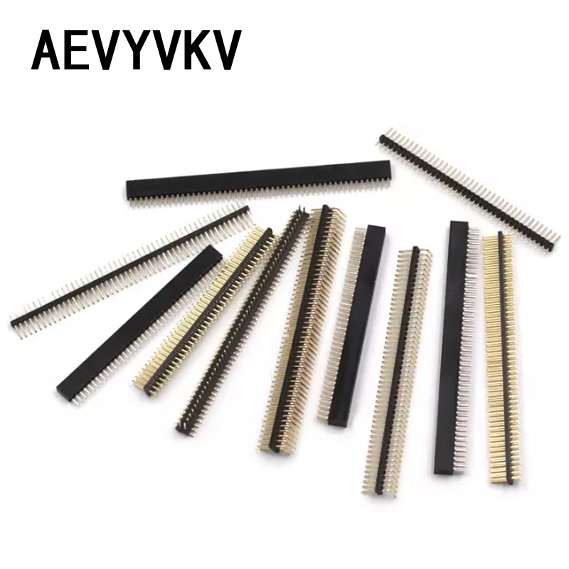 5pcs Pitch 1.27MM Pin Header Female Single and Double Row 1*40P 50P 2*40P 50P Straight/Curved Pin Gold Plated