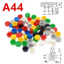 100Pcs 6X6X7.3mm A44 Color Round Tactile Push Button Switch Cap 4*8mm Micro button Cap Momentary Tact Cap