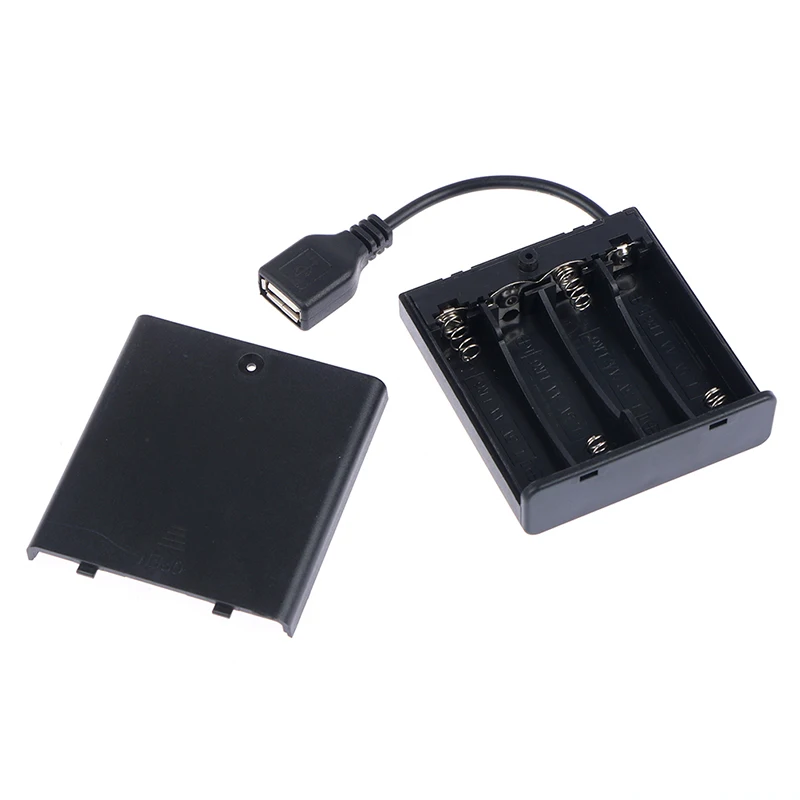 1PC 4 X AA USB Battery Box For 5V LED Strip Lights USB Mini Power Supply