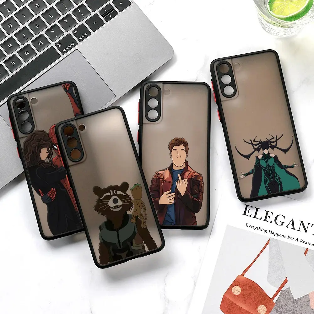 Faceless Marvel S23 Case For Samsung S20 S21 S23 FE S22 S24 Ultra Cases Funda Galaxy S24 Plus Matte Cover Avengers Rocket Groot