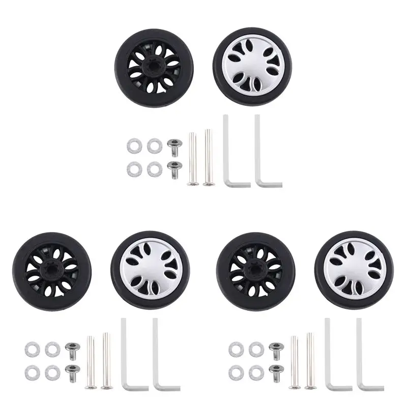 Luggage Wheels Replacement 50Mm X 13Mm Kits Universal Environmentally Friendly PU Luggage Repair 3 Pair