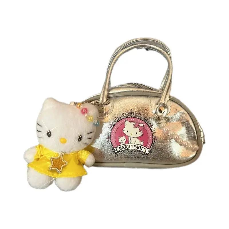 Hello Kitty Bag MINISO Bright Surface Cartoon Medieval Times Fashion Shoulder Bag Delicate Personality Inclined Shoulder Bag