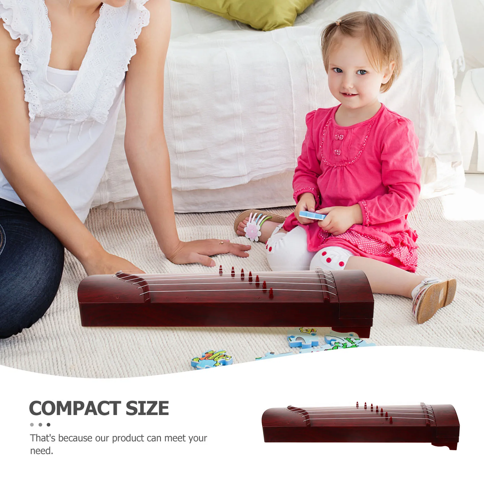 

Simulated Guzheng Instruments for Kids Realistic Small Music Instruments For Beginners Size Red Brown Color Box Practice