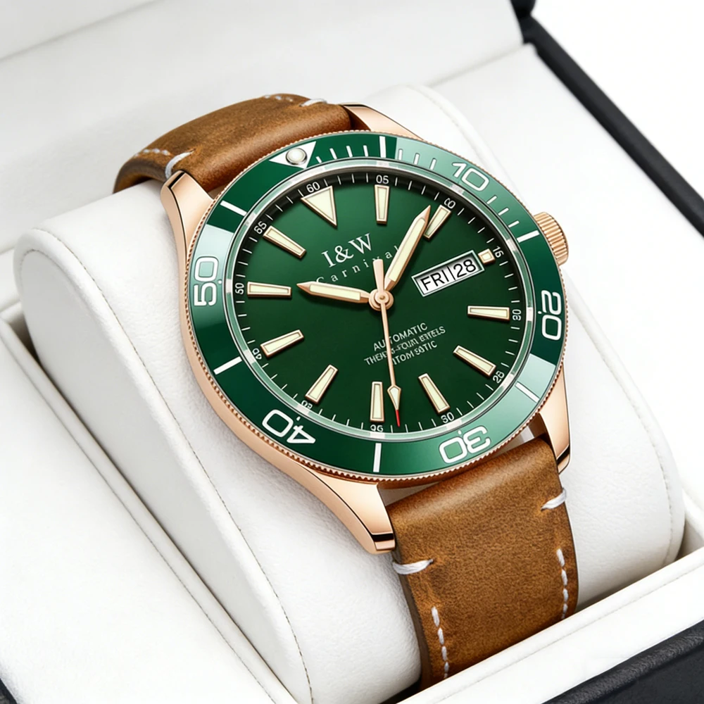 Carnival Brand Luxury High-End Imported Movement Mechanical Watch Men Sapphire Luminous 100M Dive Sports Automatic Watches Mens