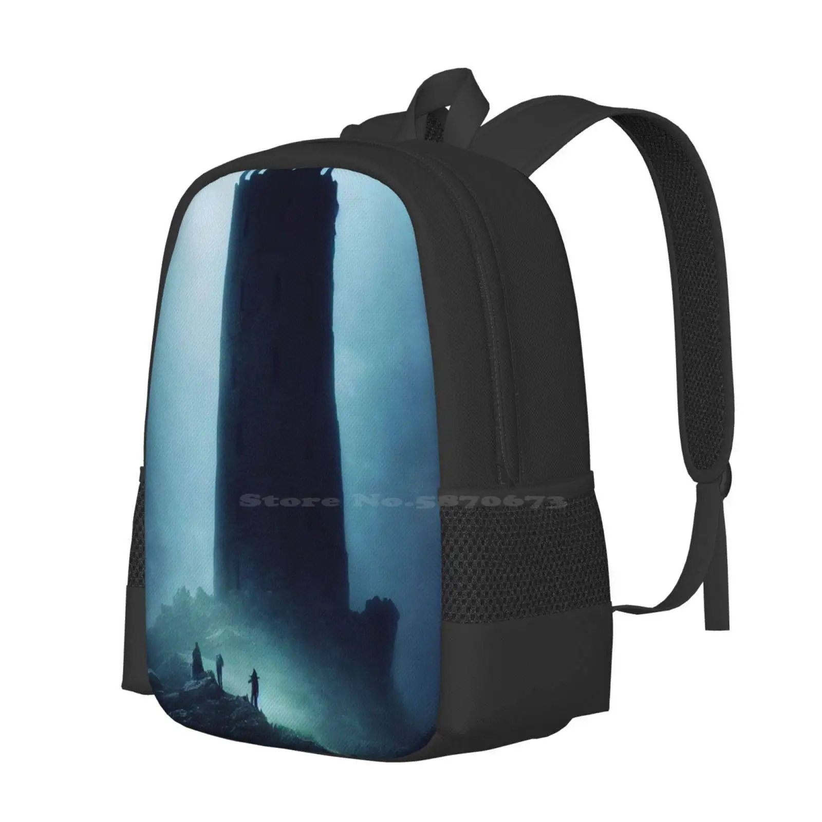 Blu Tower-Mochila Gótica Velha Negra, Bolsas de Moda, Torre do Castelo, Urbex, Horror, Macabro, Nevoado, Surreal, Fantasia Paisagem, Venda Quente