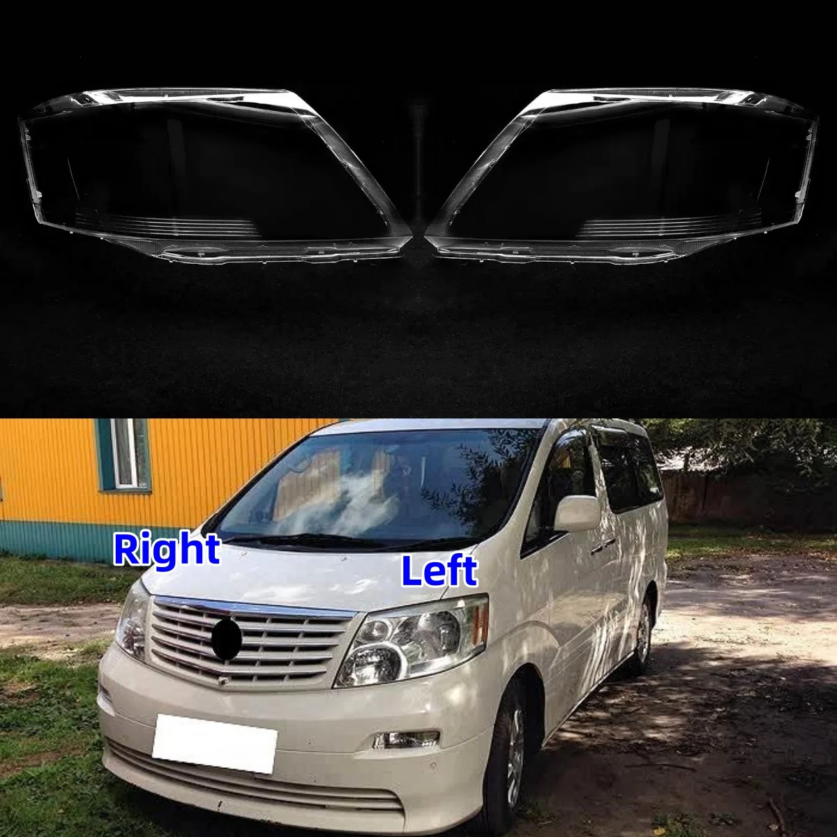 

Для Toyota Alphard 2003 2004 2005 2006 2007 автомобильная фара, крышка абажура, стеклянный чехол для линз, колпачки для автомобильного освещения