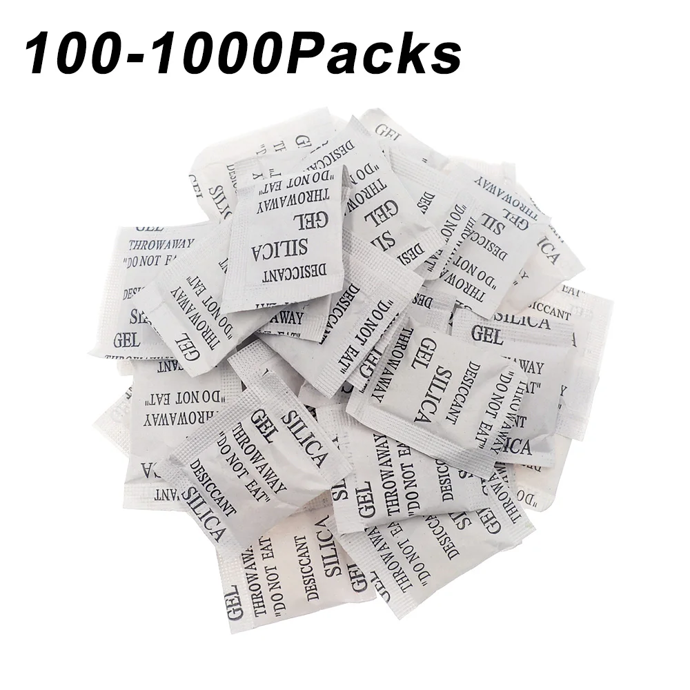 100Packs Non-Toxic Silica Gel Desiccant Damp Moisture Dehumidifier For Kitchen Room Living Absorber Bag Clothes Food Storage