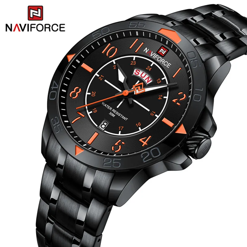 NAVIFORCE Fashion Watches for Men Waterproof Luxury Business Classic Stainless Steel Quartz Wristwatch Male Analog Clock Relogio