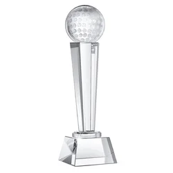 9 x 2.8 Inch Crystal Glass Golf Trophy for Adults Kids Golf Tournament Table Desktop Decor