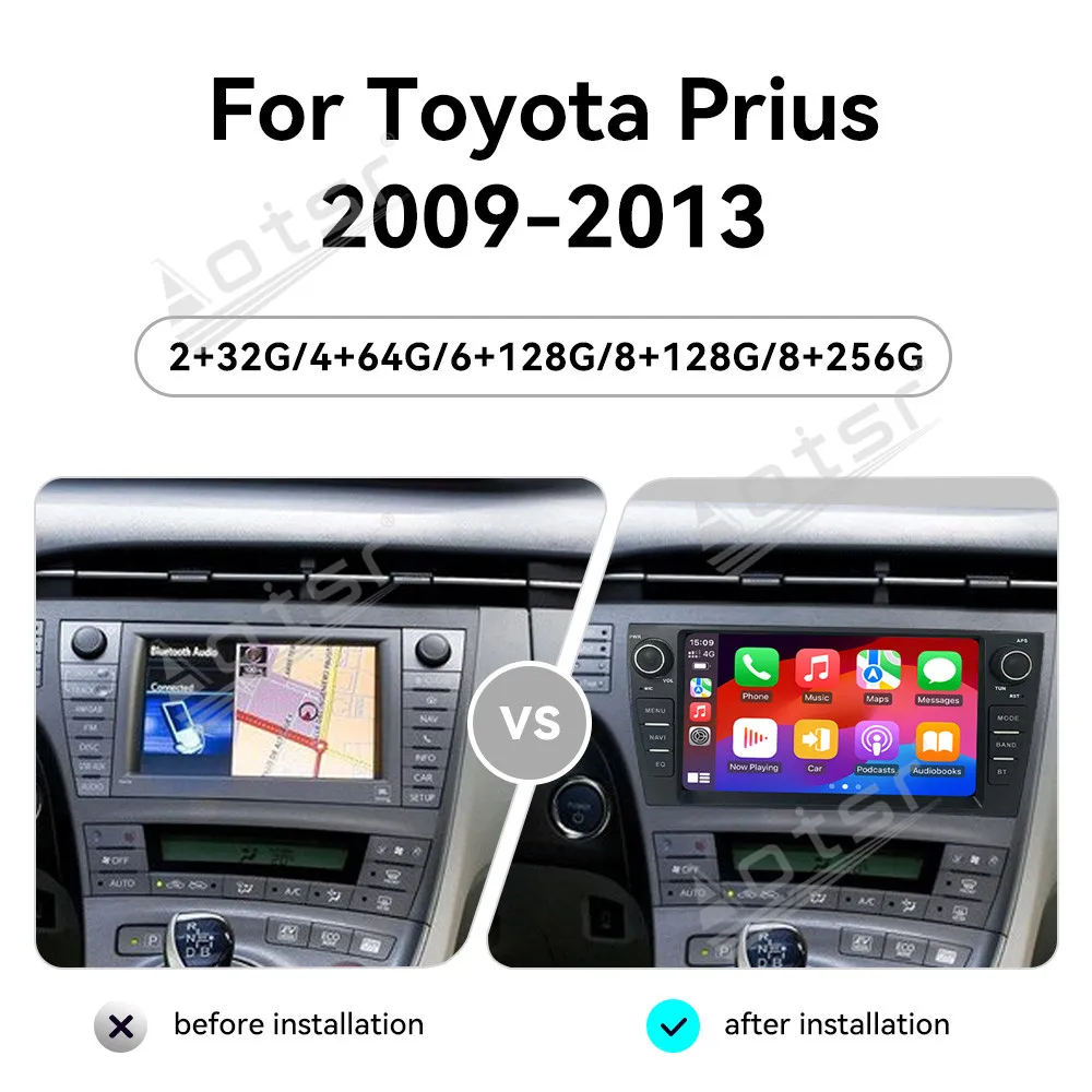 9.0 Inch HD Capacitive Touchscreen GPS Navigation Carplay Car Radio For Toyota Prius 2009-2013 Premium Car Upgrade Accessory