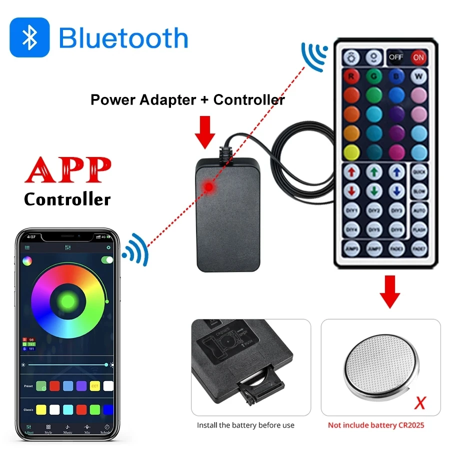 Listwy RGB LED Bluetooth do pokoju 10M 15M 20M 50M kontrola aplikacji inteligentna 5050 taśma RGB elastyczna wstążka 24V zasilacz zdalny 2 w 1