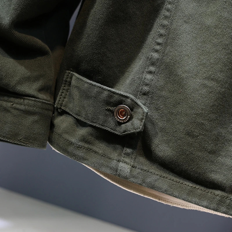 2024S pring and autumn denim coat men's plus size loose lapels fashion street Japanese style workwear solid color casual top