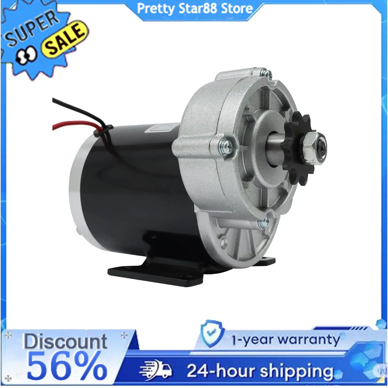 Premium Material 600W Reduction Electric Motor 36/24V DC 450r/min Reduction Motor 250KG Load Capacity for Mopeds/Bicycles
