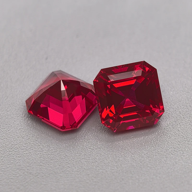 Top Pigeon Blood Lab Grown Ruby Loose Gemstones Asscher Cut with AGL Certificate