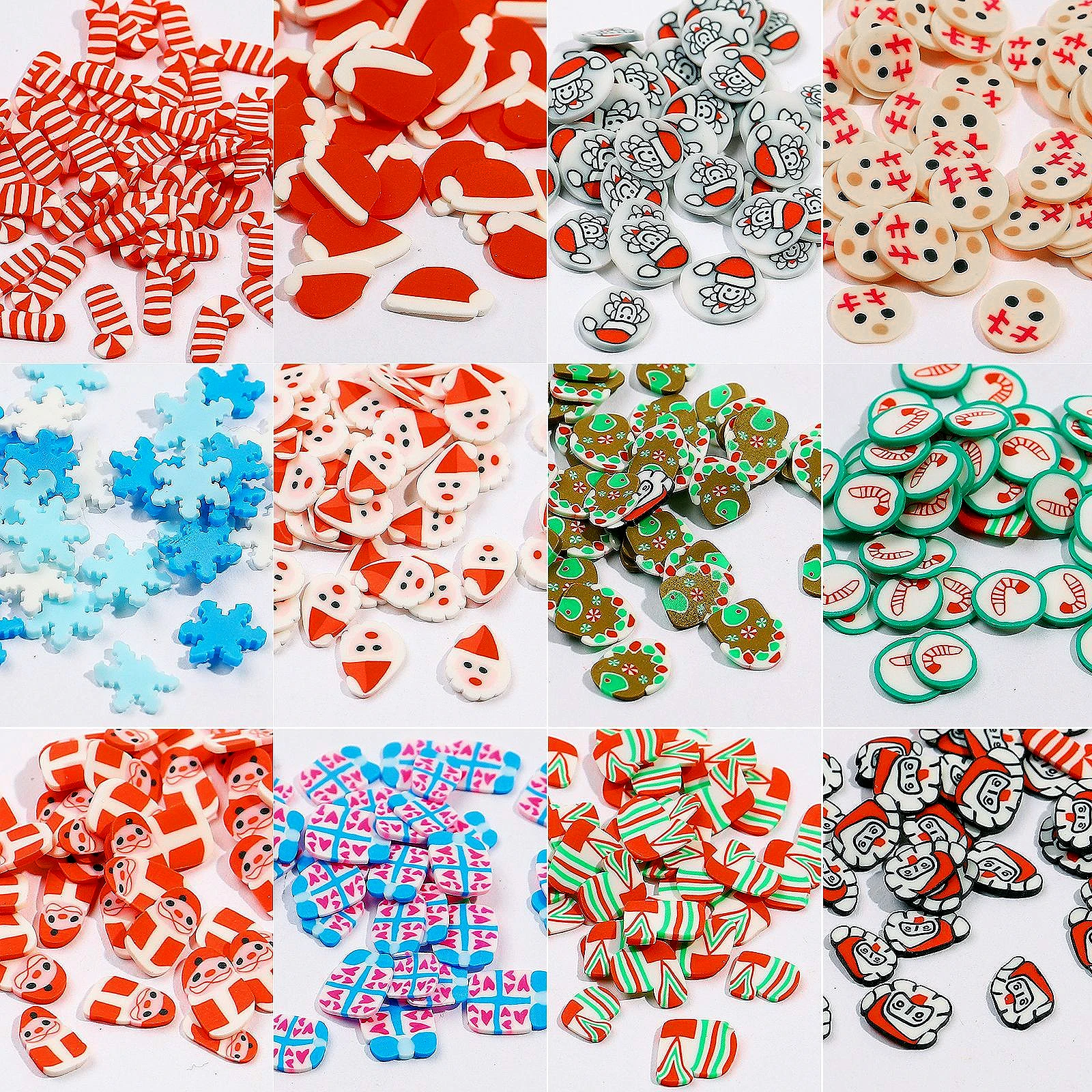 12 شبكة مسمار الفن الديكور مختلط ثلاثية الأبعاد عيد الميلاد نمط مسمار الفن مجوهرات بوليمر كلاي شريحة سانتا كلوز ندفة الثلج مسمار الفن الديكور #4