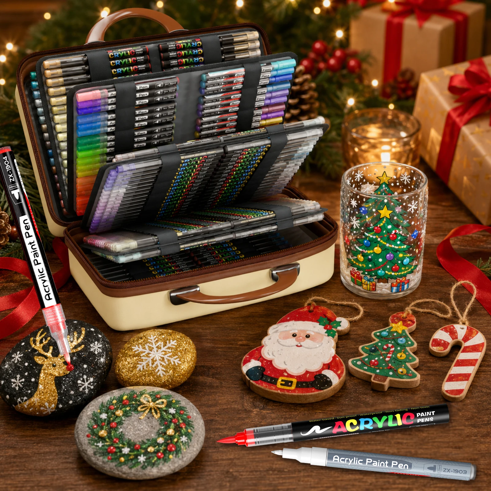 1 Piece of Direct Liquid Acrylic Marker Pen in 288/360/432/504 Colors, Gift Box Set for DIY Hand-Painted Graffiti, Suitable for Holiday Gifts, Can Be Used for Painting on Stones, Shells, Wood, and Glass, Rich Color Art Creation Pens, Creative Christmas Handmade Gifts with Portable Storage Bag