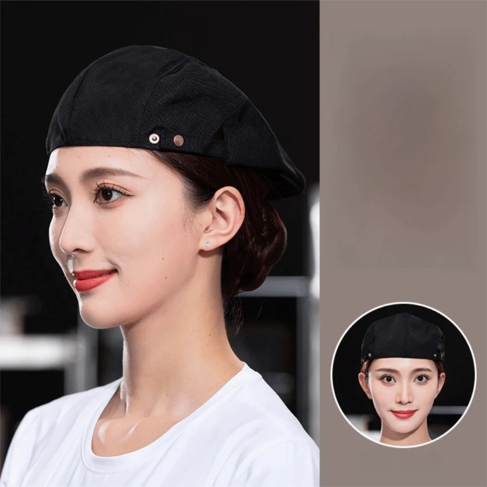 High Quality Breathable Beret Hat Oil-resistant Comfortable Service Cap Canvas Male Chef Hat Restaurant BBQ Restaurant Kitchen