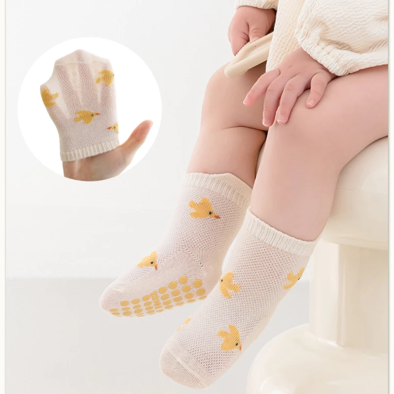 5 pairs of cartoon animal anti slip socks for boys and girls floor socks mid tube socks lightweight and breathable suitable Baby - Image 2