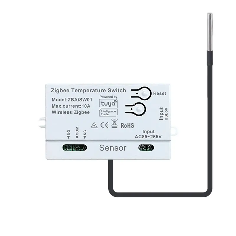 DT51 Zigbee Temperature Switch Sensor Tuya Smart APP Remote Control Smart Timing Switch 2M White