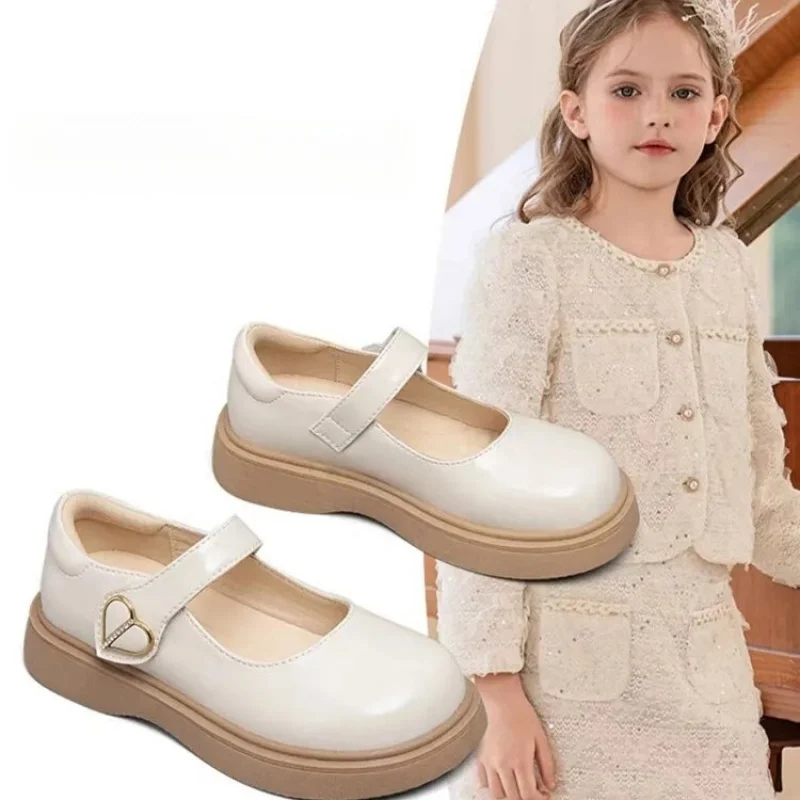 Princess Shoes for Girls New 2026 Fashion Double Bowknot Chic Children Mary Jane Shoes Black/Beige Square Toe Elegant Kids Flats