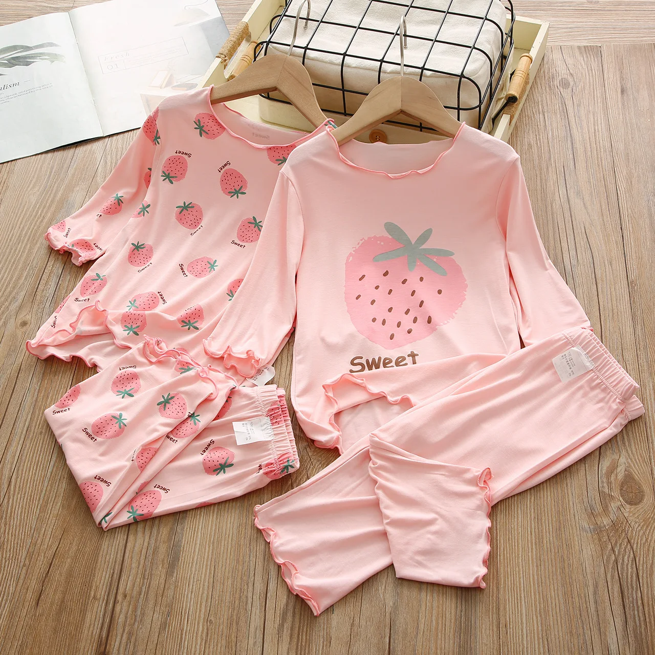 New Summer Girls' Printed Pajama Set, Loungewear, Baby Girls' Air-Conditioned Clothing, Cute and Sweet Children's Pajamas