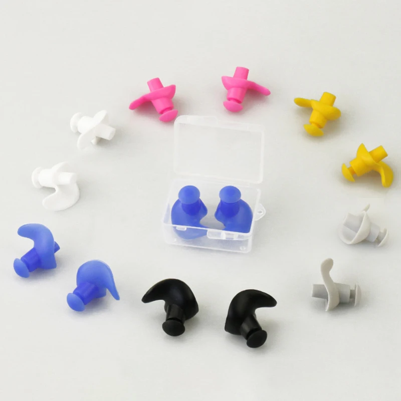 2PCS Silicone Waterproof Earplug Environmental Soft Ear Plugs Adult Children Swimmers Swimming Diving Portable Earplug W/ Box