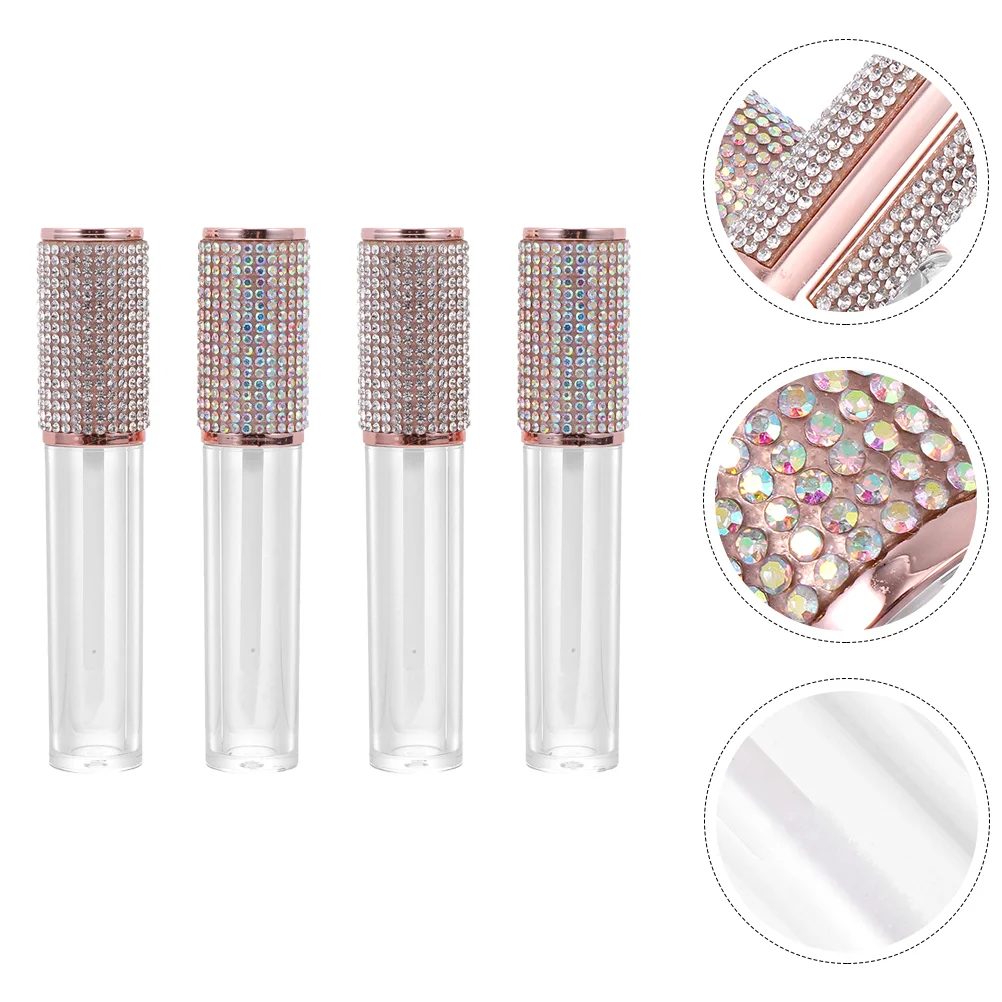 4 PCS Empty Tube of Lip Gloss DIY Bottle Lipgloss Mini Glazes Container Portable