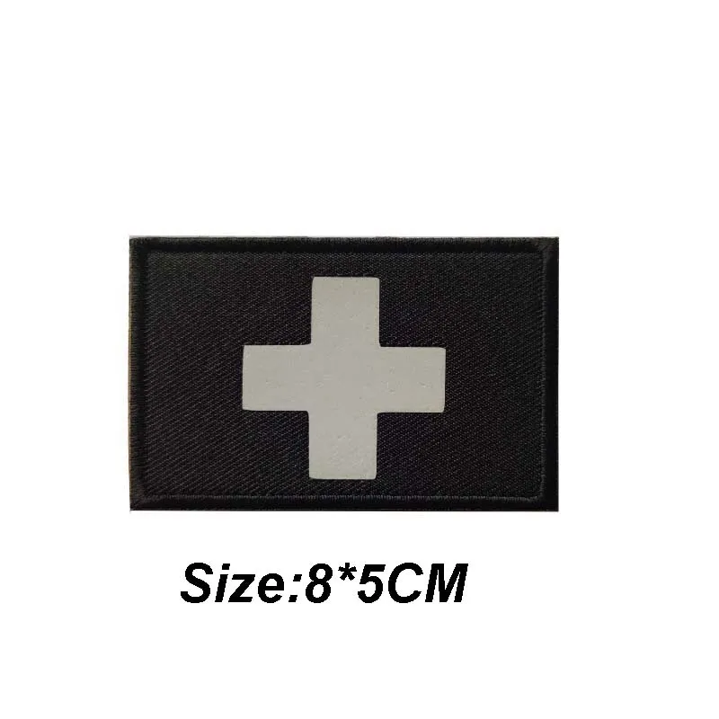 2 Stück Medizinische Notfall-Aufnäher mit Rotkreuz-Emblem, IR-reflektierende Patches, Schweizer Flaggen-Applikation für Kleidung, Militär-Armband, Taktische Abzeichen – Detail 9