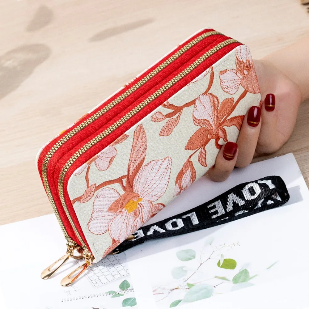 PU Leather Female Long Wallet Fashion Large Capacity Double Layered Card Bag Multifunctional Handbag