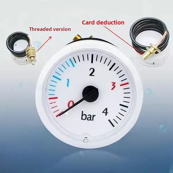 Wall-Mounted Boiler Universal Water Pressure Gauge 4bar Dual-Purpose Pot Capillary Steam Gauge
