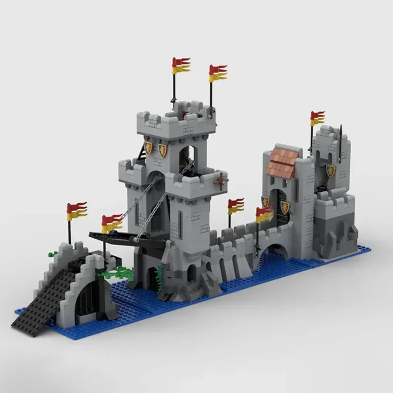 Medieval Castle Model MOC Building Bricks Lion Knights Longbridge Modular Technology Gifts Holiday Assemble Children Toys Suit