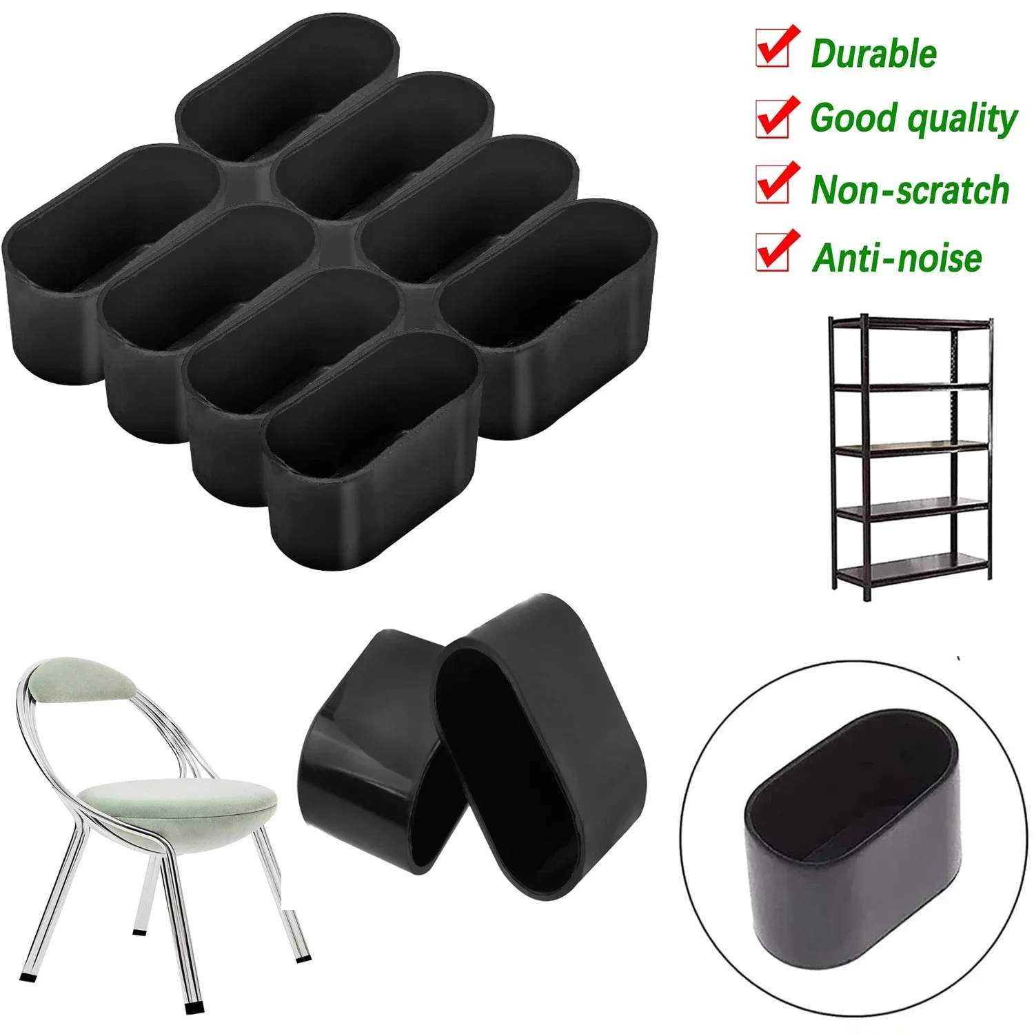 4-32Pcs Silicone Oval Chair Leg Covers,Non-Slips Table Foot Pads, Furniture Floor Protectors for Stool Desk,Durables Rubber Feet
