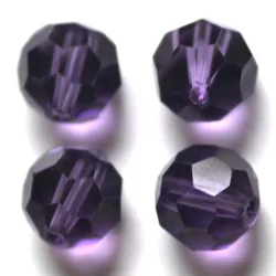AAA Round 32 Facets Cut Ball Purple Color 10mm Faceted Crystal Glass Loose Spacer Beads Lot for Jewelry Making DIY Crafts