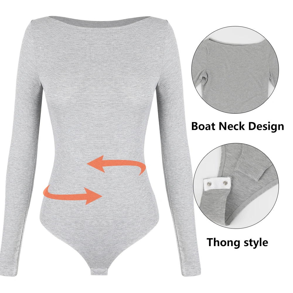 Women\'s Round Collar Elastic Bodysuit Long Sleeve Jumpsuit Shapewear Shaper Lady Sexy Seamless Female Warm Clothes Autumn Winter