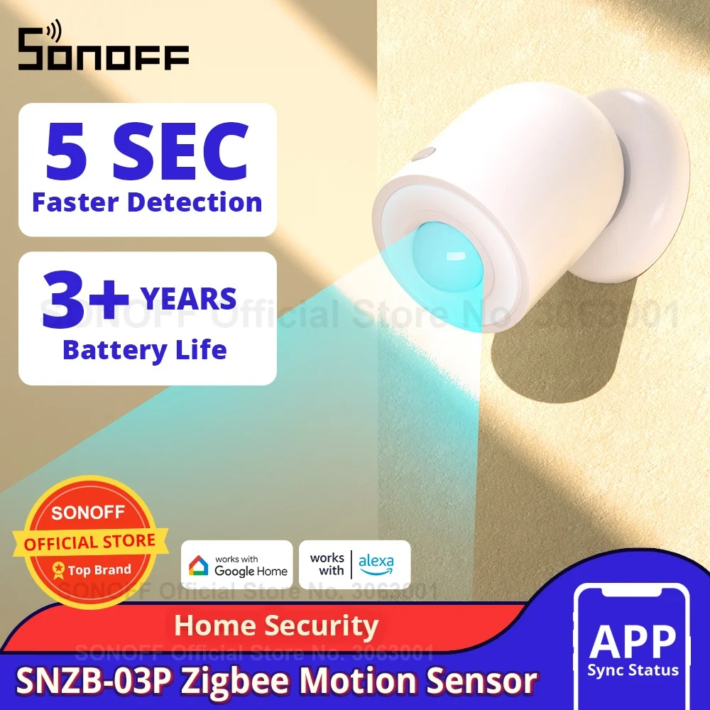 SONOFF SNZB-03P Zigbee Human Motion Sensor Home Security Local Smart Scene APP Control via Alexa Google Home Requires Zigbee Hub