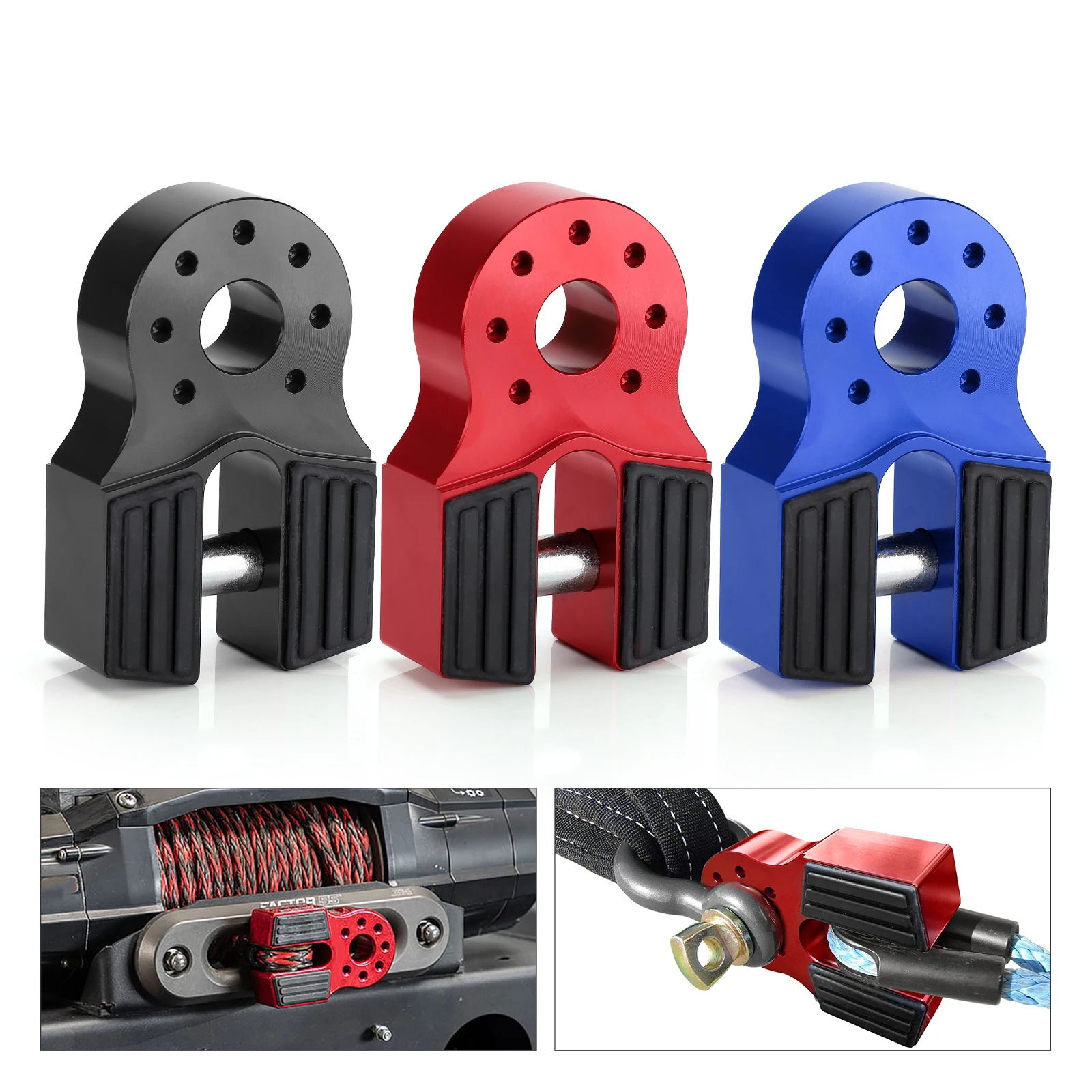 Compatible Winch Shackle Mount for Off-road Vehicles Aluminum Flat Link Shackle for Outdoor Rescue Winch Hook Capstan Connector